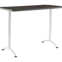 Standing Desks*ICEBERG Arc Adjustable Height Rectangular Conference Table, Gray Walnut/Silver Legs, 30"-42"H x 60"W x 30"D