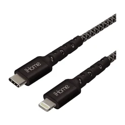 iHome 6' Lightning to USB Type-C Power Cable, Male to Male, Black (2IHLC1023B6L2)