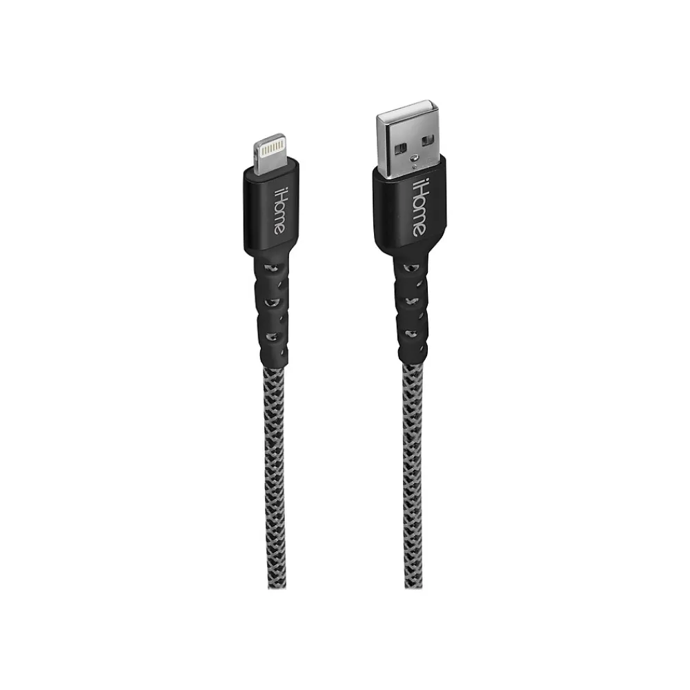 iHome 6' USB Type-A to Lightning Power Cable, Male to Male, Black (IHCT1038B-OD)