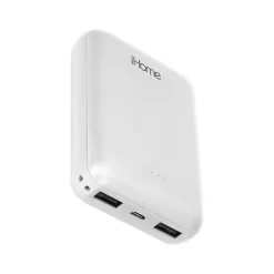 USB-A Power Bank, 10000mAh, White (IHPP2200W-OD)<iHome New