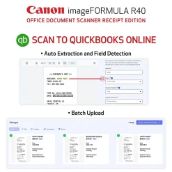 Canon imageFORMULA R40 Receipt Edition USB Duplex Document Scanner, White (4229C009)