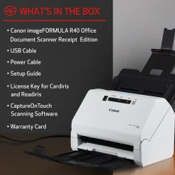 Canon imageFORMULA R40 Receipt Edition USB Duplex Document Scanner, White (4229C009)