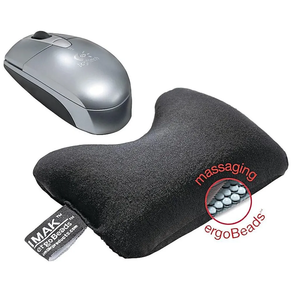 New IMAK Cushion Ergobeads Wrist Rest, Non-Skid Base, Black (10165)