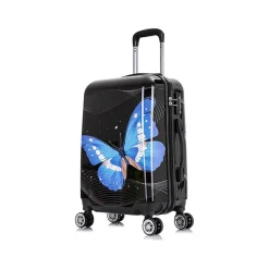 20" Hardside Butterfly Carry-On Suitcase, 4-Wheeled Spinner, TSA Checkpoint Friendly, Black Butterfly (IUAPC00S-BBU)<InUSA Discount