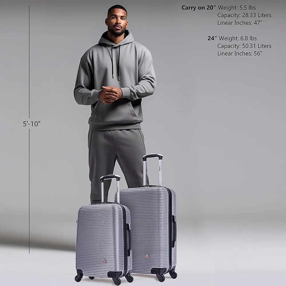 Royal 2-Piece Hardside Spinner Luggage Set, (IUROY0SM-SIL)<InUSA Best