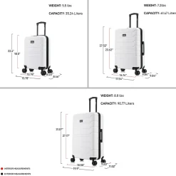 Trend 3-Piece Hardside Spinner Luggage Set, White (IUTRESML-WHI)<InUSA New