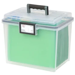 File Storage|Iris WeatherPro Portable File Box, Letter Size, Clear (110350)