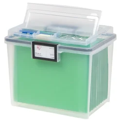 File Storage|Iris WeatherPro Portable File Box, Letter Size, Clear (110350)
