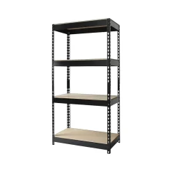 Shelving*Iron Horse Rivet Series 4-Shelf Metal Unit, 30"W, Black (17125)