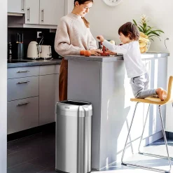 Dual-Deodorizer Stainless Steel Trash Can, 16 gal., Brushed Steel (OL16STV)<iTouchless Clearance