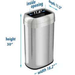 Dual-Deodorizer Stainless Steel Trash Can, 16 gal., Brushed Steel (OL16STV)<iTouchless Clearance