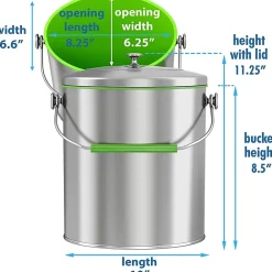 1.6-Gallon Indoor Compost Bin, Silver/Green (CB06OT)<iTouchless Discount