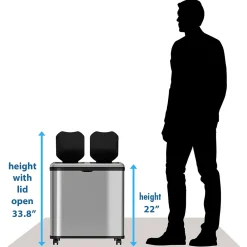 iTouchless Dual Compartment Stainless Steel Sensor Recycle Bin and Trash Can, 16 Gallon (RT16SS)<Halo Hot
