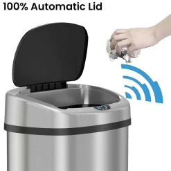 SensorCan Stainless Steel Sensor Trash Can with AbsorbX Odor Control System, Silver, 13 gal. (ITOS13B)<iTouchless Hot