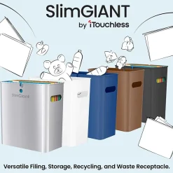 SlimGiant Polypropylene Trash Can with no Lid, Toffee Brown, 4.2 gal., 6/Pack (SG105Nx6)<iTouchless Sale