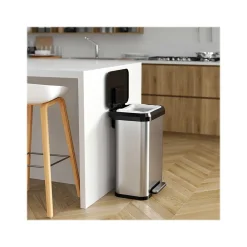 SoftStep EXP Stainless Steel Step Trash Can, 13.2-Gallon, Silver/Black (PP13RSB)<iTouchless Clearance