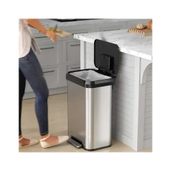 SoftStep EXP Stainless Steel Step Trash Can, 13.2-Gallon, Silver/Black (PP13RSB)<iTouchless Clearance