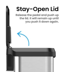 SoftStep EXP Stainless Steel Step Trash Can with Plastic Lid, 20 Gallon, Silver/Black (PP20RSB)<iTouchless Clearance