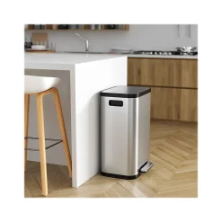 SoftStep ProX Stainless Steel Step Trash Can, 13.2-Gallon, Silver/Black (PD13RSY)<iTouchless Online