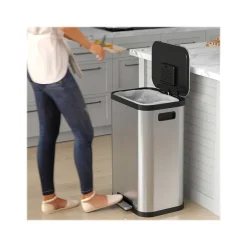SoftStep ProX Stainless Steel Step Trash Can, 13.2-Gallon, Silver/Black (PD13RSY)<iTouchless Online