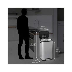 SoftStep ProX Stainless Steel Step Trash Can, 13.2-Gallon, Silver/Black (PD13RSY)<iTouchless Online