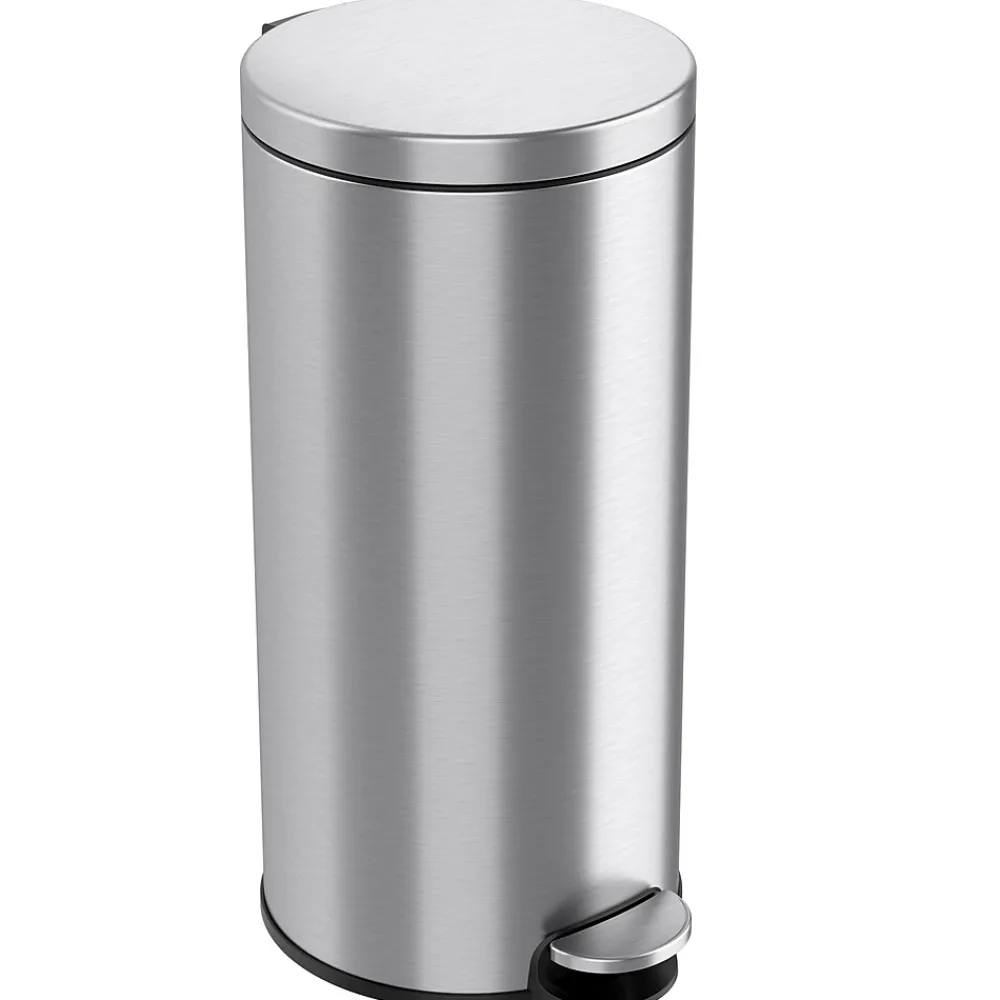 SoftStep Round Stainless Steel Step Trash Can with Hinged Lid, 7.93 Gallon (IP08RSS)<iTouchless Discount