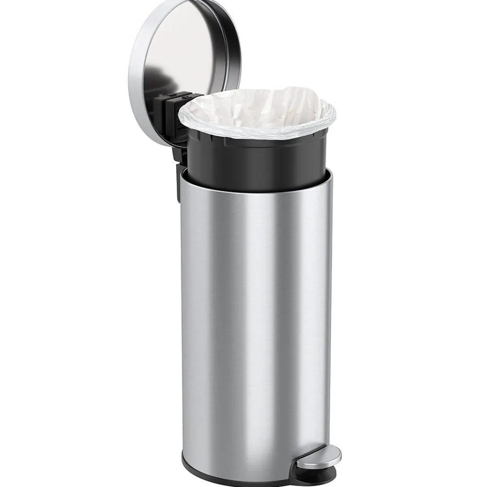 SoftStep Round Stainless Steel Step Trash Can with Hinged Lid, 7.93 Gallon (IP08RSS)<iTouchless Discount