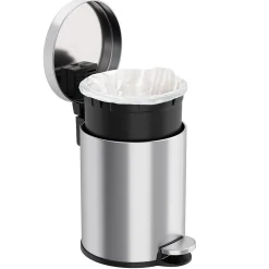 SoftStep Round Stainless Steel Step Trash Can with Hinged Lid, 1.29 Gallon (IP01RSS)<iTouchless Hot
