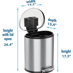 SoftStep Semi-Round Stainless Steel Step Trash Can with Hinged Lid, 5.02 Gallon (IP05DSS)<iTouchless Outlet