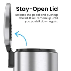 SoftStep Semi-Round Stainless Steel Step Trash Can with Hinged Lid, 7.93 Gallon (IP08DSS)<iTouchless Discount