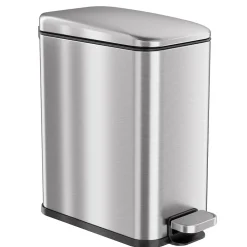 SoftStep Slim Stainless Steel Step Trash Can with Hinged Lid, 1.29 Gallon (PS01RSS)<iTouchless Clearance