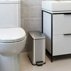 SoftStep Stainless Steel Slim Step Trash Can with AbsorbX Odor Control System, Silver, 3 Gal. (PS03RSS)<iTouchless Best