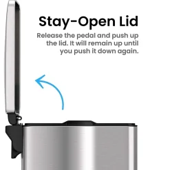 SoftStep Stainless Steel Slim Step Trash Can with AbsorbX Odor Control System, Silver, 3 Gal. (PS03RSS)<iTouchless Best
