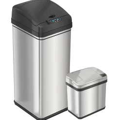 Stainless Steel Sensor Trash Can Combo Pack, Silver, 13 gal. and 2.5 gal (CDZT1302SS)<iTouchless Online