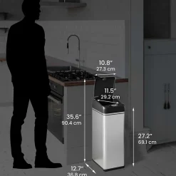 Stainless Steel Sensor Trash Can Combo Pack, Silver, 13 gal. and 2.5 gal (CDZT1302SS)<iTouchless Online