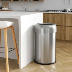 Stainless Steel 13 Gallon Dual-Deodorizer Round Open Top Trash Can<iTouchless