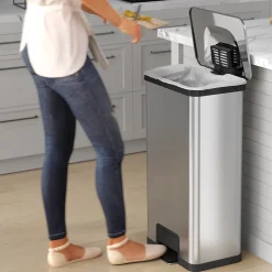 Stainless Steel Step Trash Can, Silver, 18 gal. (PC18SN)<iTouchless Discount