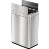 Stainless Steel Wings Open Lid Sensor Trash Can with AbsorbX Odor Control, Silver, 13 gal. (WS13RSL)<iTouchless Outlet