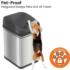 Stainless Steel Sensor Trash Can with Locking Lid and AbsorbX Odor Control, Silver, 8 gal. (DZT08PL)<iTouchless Clearance