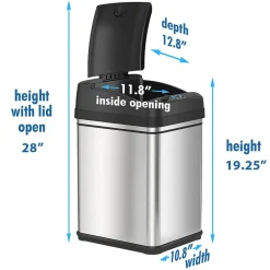 Stainless Steel Sensor Trash Can with Locking Lid and AbsorbX Odor Control, Silver, 8 gal. (DZT08PL)<iTouchless Clearance