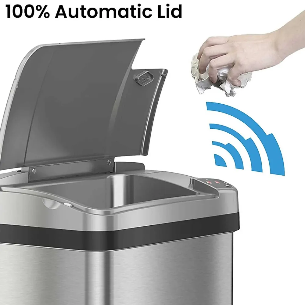 Stainless Steel Bathroom Sensor Trash Can with AbsorbX Odor Control System and Fragrance, Silver, 4 Gal. (MT04SS)<iTouchless Outlet