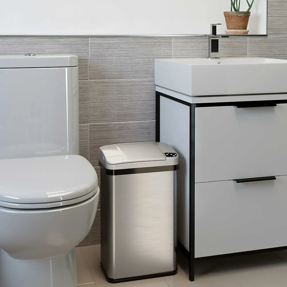 Stainless Steel Bathroom Sensor Trash Can with AbsorbX Odor Control System and Fragrance, Silver, 4 Gal. (MT04SS)<iTouchless Outlet