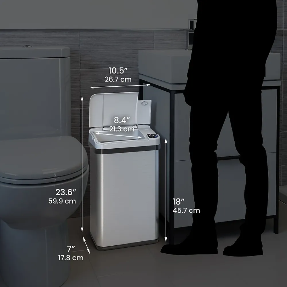 Stainless Steel Bathroom Sensor Trash Can with AbsorbX Odor Control System and Fragrance, Silver, 4 Gal. (MT04SS)<iTouchless Outlet