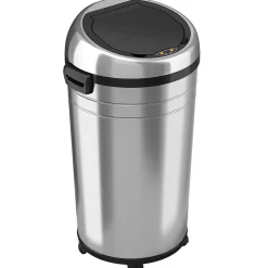 Stainless Steel Round Sensor Trash Can with AbsorbX Odor Control System and Wheels, 23 Gal., Silver (IT23RC)<iTouchless Clearance