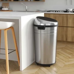 Stainless Steel Round Sensor Trash Can with AbsorbX Odor Control System and Wheels, 23 Gal., Silver (IT23RC)<iTouchless Clearance