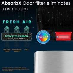 Stainless Steel Sliding Lid Sensor Trash Can with AbsorbX Odor Control System, 14 Gal., Silver(IT14SC)<iTouchless