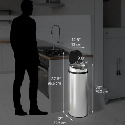 Stainless Steel Round Sensor Trash Can with AbsorbX Odor Control System, 13 Gal., Silver (IT13RCB)<iTouchless Discount