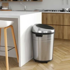 Stainless Steel Round Sensor Trash Can with AbsorbX Odor Control System and Wheels, 18 Gal., Silver (IT18RC)<iTouchless Discount