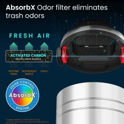 Stainless Steel Round Sensor Trash Can with AbsorbX Odor Control System and Wheels, 18 Gal., Silver (IT18RC)<iTouchless Discount