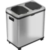 Stainless Steel Rectangular Sensor Trash Can and Recycle Bin, 16 Gal., Silver (IT16RES)<iTouchless New